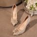 2026 Pointed Toe High Heels, Luxurious Elegant, Comfortable Wedding Shoes, Versatile With Rhinestones And Sequins,_vogvips.com