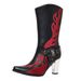 Women's Fashion Boots With Embroidery, Chunky Heel, Mid-Calf Height, Side Zipper, Black & Burgundy, Sizes 5-11_vogvips.com