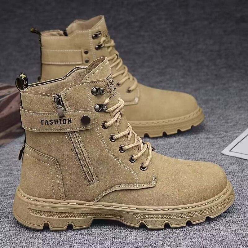 WalkPrime High-top Autumn Outdoor Hiking Safety Work Martin Boots Men's Motorcycle Sports Trendy Shoes_vogvips.com