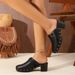 High-heeled Sandals, Chunky-heeled Mules, Closed-toe Summer Rivet Leather Shoes, Women's Half-slippers, Retro Style_vogvips.com