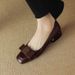 Xiaoxiangfeng Color Matching Small Leather Shoes Women's Square Head Thick Heel Bow Medium Heel Single Shoes_vogvips.com
