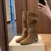 6cmheight-increasing Western Cowboy Boots For WomenKorean Style,round Toe,buckle Strap,soft Creased Design,slim-fitting Mid-calf Length_vogvips.com