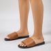 Summer New Leather One Side Of Fashion Beach Holiday Flat Women Sandals Slippers_vogvips.com