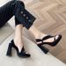 Waterproof Platform Short Heel Thick Bottom High Heels French Women's 2025 Summer New Dresses Accessories Fashionable And Exquisite Wear Comfortable_vogvips.com