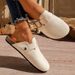 Fashion Gold Woven Buckle Clogs For Women 2026 Summer Closed Toe Cork Sole Mule Shoes Woman Non-slip Flat Heels Half_vogvips.com
