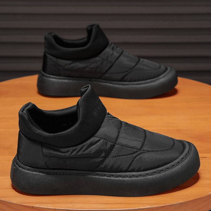 Winter Fleece-Lined Thickened Warm Slip-On Soft Sole Casual Cotton Shoes Old Beijing Down Fabric Thick-Soled Men's Shoes_vogvips.com