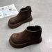 Soft Leather Version ~ Big Head, Thick Sole, Muffin-top Martin Boots, New Style, Autumn And Winter, Lined With Fleece, Chelsea Short Boots_vogvips.com