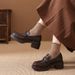 Chunky Sole Dress Loafers Elegant Slip On Shoes With Decorative Buckle For Daily Office Wear_vogvips.com