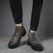 European Warm Series Men's Martin Boots Students, Breathable High Street Style British High-top Leather Boots, Black Motorcycle Trendy Shoes_vogvips.com