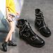 Large Size Rivet Cross Strap Rider Boots Women's Hollow Cool Boots Women's Fashion Motorcycle Cowboy Ankle Boots_vogvips.com