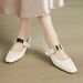 Cameido Women's Casual Shoes Beige Silver Pu 3cm Square Toe Combination Sole_vogvips.com