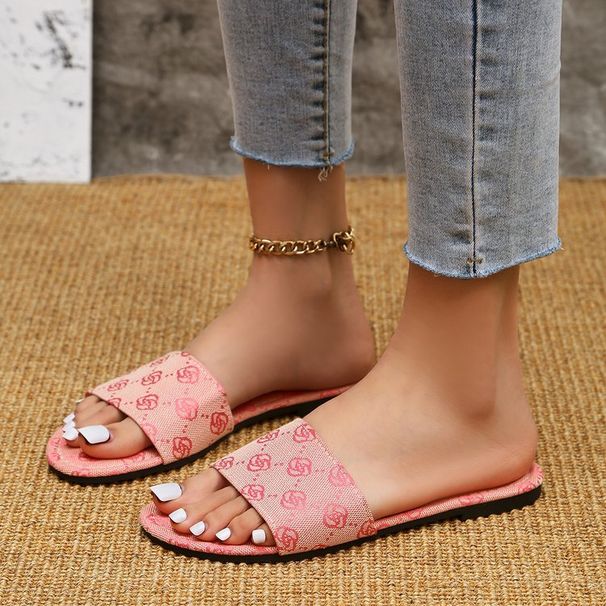 Large Flat Flat Embroidered Slippers Women Wear Light Beach Sandals Over Round Heads_vogvips.com