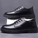 Spring And Autumn Low-top Lace-up Black British Style Work Thick-soled Men's Casual Leather Shoes_vogvips.com