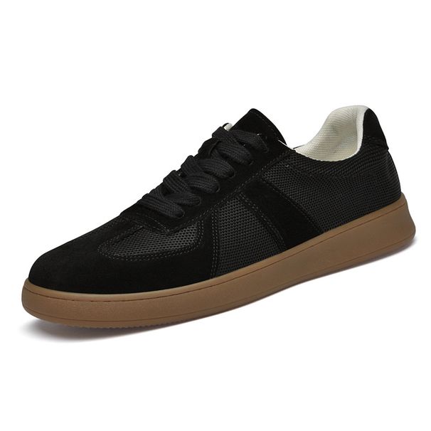 First Layer Pigskin Men's Shoes Board Shoes Men's Sports And Leisure Shoes Men's Mesh Round Head Lace-up Small White_vogvips.com