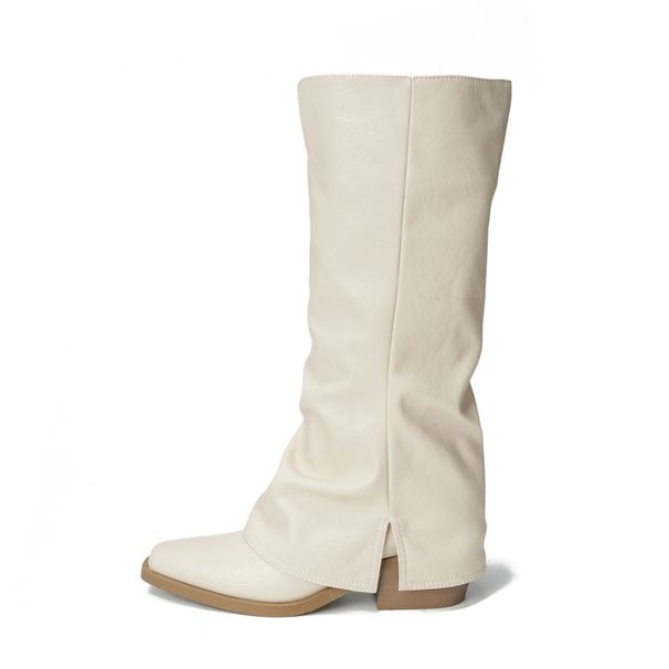 Women's Shoes Chunky Heeled Knee High Boots, New Style, Fashionable High Heeled Pointed Toe, Slouch Leg, Riding Boots, Over The Knee Boots._vogvips.com
