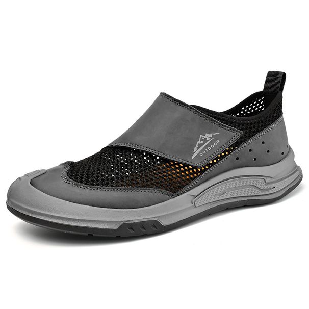 Shoes Casual 2025 Summer Soft-soled Closed-toe Beach Men's Hollow Slip-on Outdoor Non-slip Breathable Shoes_vogvips.com