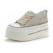 2025 Spring Summer New Thick Sole Height Increasing White Sneakers Women's Canvas Dad Korean Style Single Shoes_vogvips.com