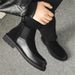 Men's boots in the fall new black low-top casual leather shoes_vogvips.com