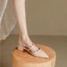 Muller High Heels, Pointed Toe, Thick Heel, Toe Cap, One-leg Mid-heel, Nude Color Rivets, Outwear Half Slippers For Women With Skirt_vogvips.com