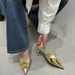 2025 Spring New Fashion Style Metal Camellia Pointed Stiletto High Heels Closed Toe Mules Women's Shoes_vogvips.com
