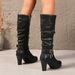 Women's High Heel Pointed Toe Over The Knee Boots Side Zipper Chunky Heel Fashionable Light Luxury Winter Boots Chunky Heel_vogvips.com