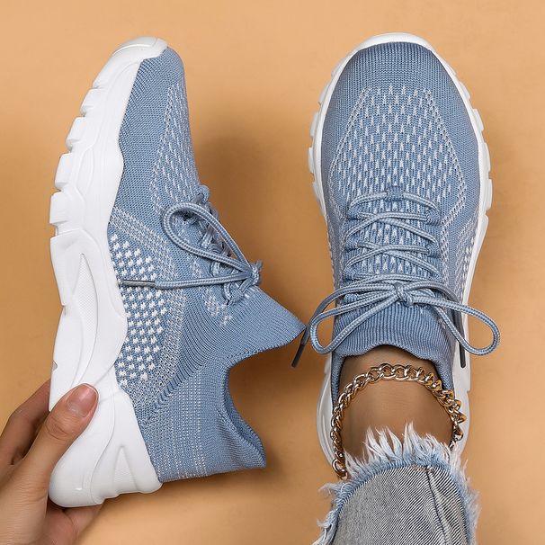Large Size Sports For Women, Breathable Fly Knit Socks, One Foot Lazy Shoes_vogvips.com