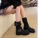 Grape Mom Autumn Winter New Metal Round Toe Color Polished Martin Belt Buckle Motorcycle Slouchy Ankle Boots For Women_vogvips.com