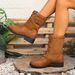 Women's Retro Belt Buckle Slim Fit Suede Martin Boots Plus Size Winter New Style Export_vogvips.com