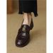 Black Camellia Loafers 2024 Autumn New Soft British Style Slip-On Metal Buckle Thick Sole Single Small Leather Shoes_vogvips.com