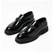 Men’s Patent Leather Chunky Loafers - Slip-On Dress Shoes With Metal Chain Detail, Formal & Casual Business Shoes_vogvips.com