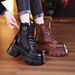 Genuine Leather Mesh Hollow Martin Boots For Women 9CM Spring Summer New Breathable Petite Thick Sole Versatile Sandals_vogvips.com
