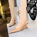 1097-1 Slope Hollow Back Strap Lacquer Leather Shallow Mouth Sharp Tip Trimming Slim High Heel Women's Single Shoes_vogvips.com
