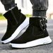 Men's High-Top Winter Boots With Fur Lining, Thick Sole Snow Boots For Men, Fashionable Buckle Design, Warm & Comfortable Casual Shoes_vogvips.com