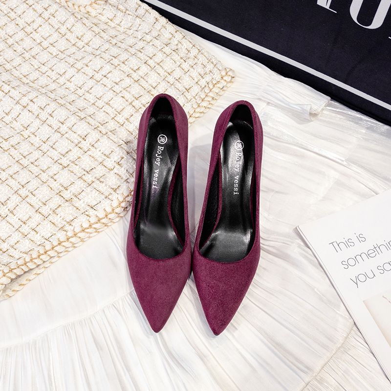 Women's Shoes Pointed Toe High Heels Professional Office Pumps With Stiletto Heel Soft Suede Upper Comfortable Work Shoes For All Seasons_vogvips.com