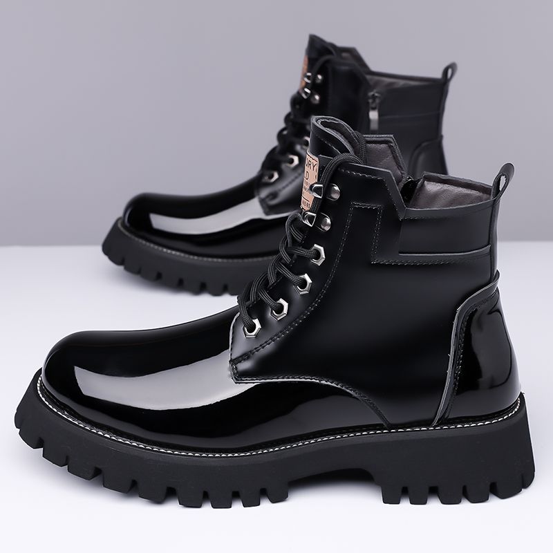 New Leather Spring Men's Shoes High-top Men's Heightening Tooling Martin Boots_vogvips.com