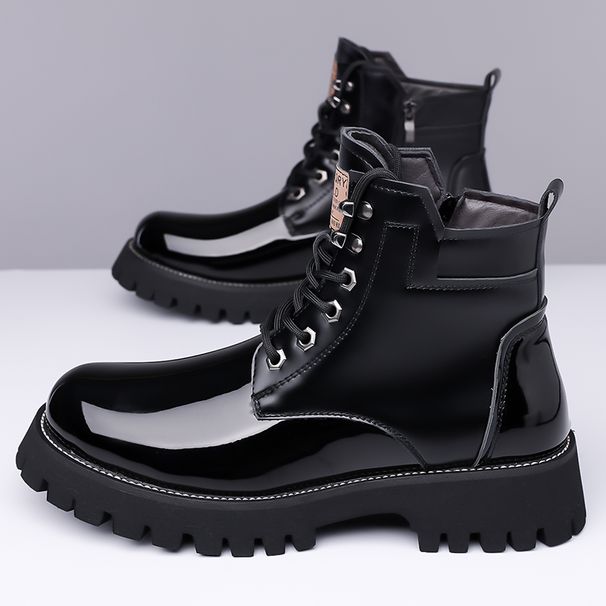New Leather Spring Men's Shoes High-top Men's Heightening Tooling Martin Boots_vogvips.com
