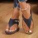 New Thick-soled Toe Hollow Slippers Women's Slope Heel Flip-flops Sewing Line Beach Large Size Cool Slippers_vogvips.com