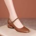 Genuine Soft Leather Women's Shoes, 2022 Spring And Autumn New Style, Versatile, With A Buckle Strap, Medium Height_vogvips.com