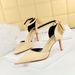 5196-A1 Korean Edition Elegant High Heels Silk Shallow Mouth Pointed Head With Hollow Bow Knot Women's Sandals_vogvips.com