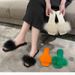 European And American Women's Furry Slippers, 2023 Summer New Model, Large Size, Outdoor Wear, One-strap Beach Sandals,_vogvips.com