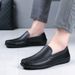 New men's bean shoes leather cowhide casual shoes soft soles soft leather shoes white breathable shoes men's shoes_vogvips.com