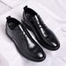 Euro Step 2025 Summer New High-End Casual Youth Floral Brogue Trend Derby Men's Shoes Height Increasing Soft Leather_vogvips.com