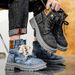 Large Size 48 Men's Shoes, Mid-Top, Denim Casual Versatile Work Shoes, Martin Boots_vogvips.com