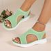2026 Summer New Model Flyknit Fabric Wedge Sandals, Large Size, Lightweight, Breathable, Casual Sandals In Stock_vogvips.com