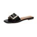 2021 Summer New Korean Style Casual Flat Sandals For Women With Square Buckle, Beach Slippers Trend_vogvips.com