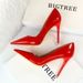 9511-6 European And American Style Fashion Simple Stiletto Ultra High Heel Glossy Patent Leather Shallow Mouth Pointed_vogvips.com