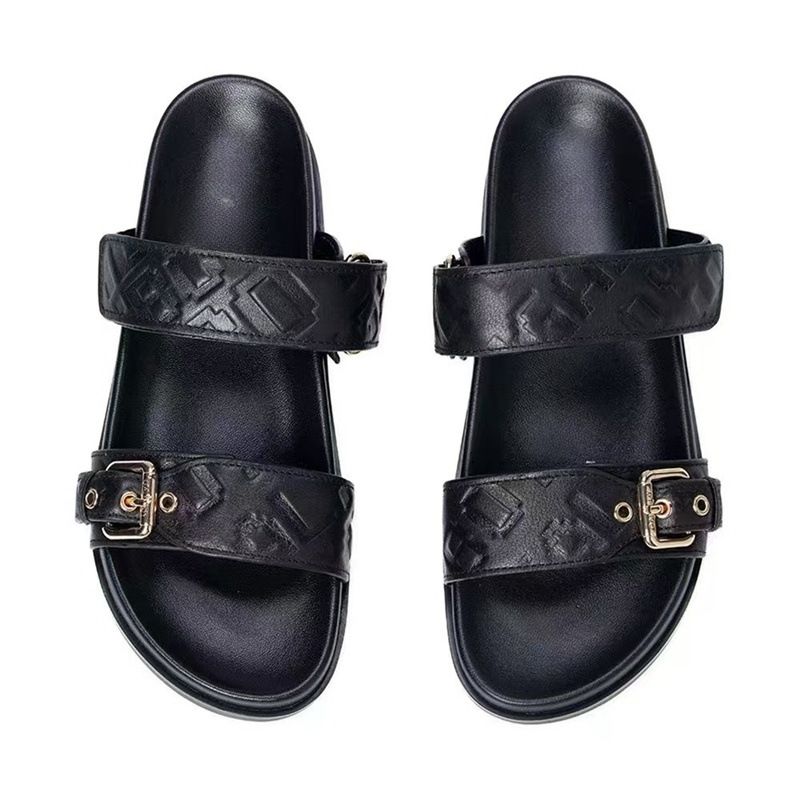 Women's Flat Sandals With Metal Buckle (Chunky Sole, Comfortable Beach Slides - Fashionable & Versatile Summer Shoes)_vogvips.com