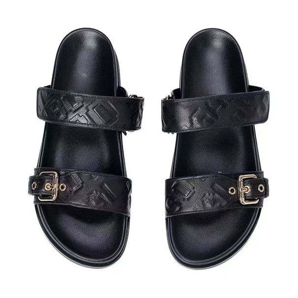 Women's Flat Sandals With Metal Buckle (Chunky Sole, Comfortable Beach Slides - Fashionable & Versatile Summer Shoes)_vogvips.com