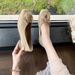 Doudou Shoes Girl One Pedal With Skirt Fairy Wind Flower Thick Heel Single Shoes Woman_vogvips.com