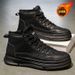 Winter Fleece-Lined Martin Boots, Men's Waterproof And Anti-Slip High-Top Work Shoes, Men's Thickened Warm Short Boots,_vogvips.com